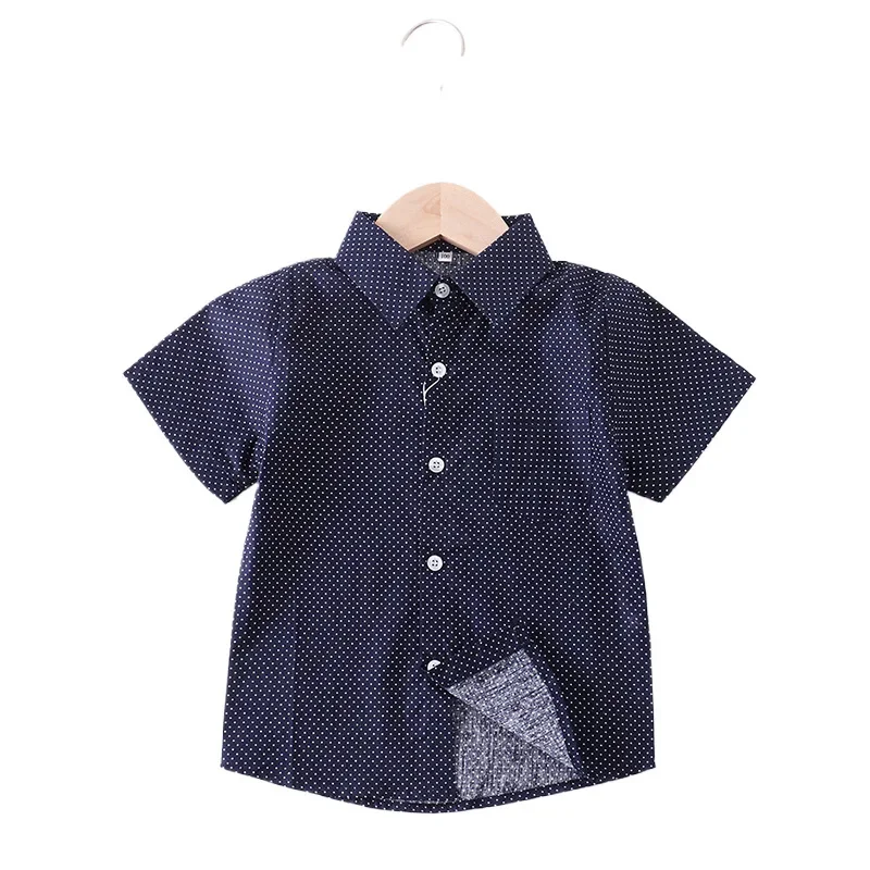 Boys Short Sleeve Shirt Casual Cotton Plaid Blouse for Kids School Daily Clothes Summer Thin Coat Youth Children Tops 3-13 Years