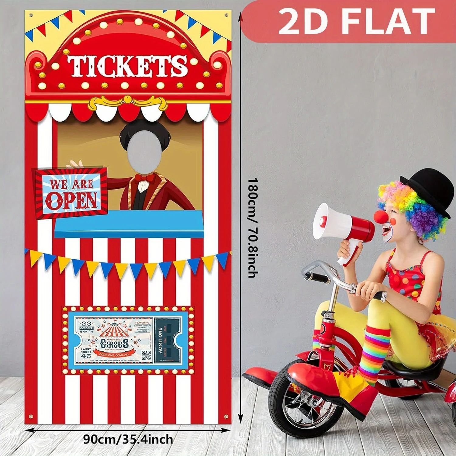 1pc 2D Carnival Circus Theme Party Party photo booth props, Halloween Carnival Photo Door Banner Ticket Booth Backdrop Props