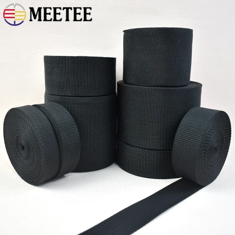 5/10M Meetee 20-100mm Polyester Nylon Webbing 1.3mm Thick Binding Ribbon Backpack Strap Belt Woven Tape Bag Sewing Accessories