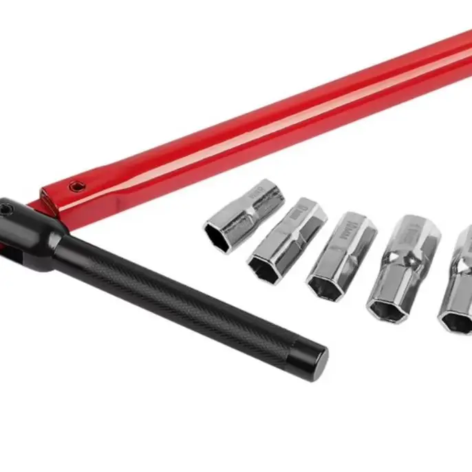 Red Black Socket Wrench Set With 6 Sleeves For Home Bathroom Sink Faucet Valve Installation And Disassembly Hand Tool