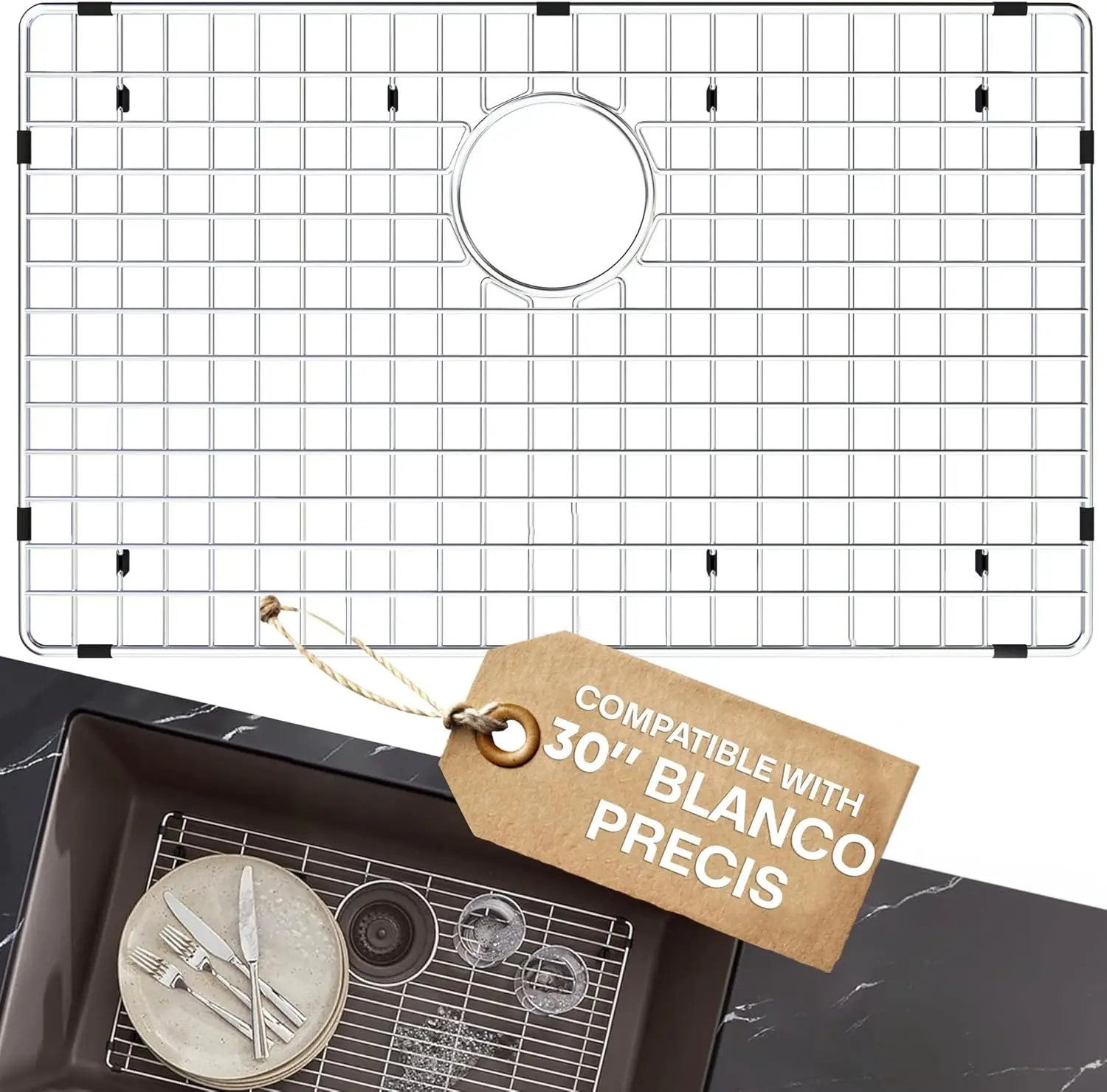 

236593 Sink Grid - Only Compatible with [30" Blanco Precis] - Size Grid Size [25.7" X 13.7"] - Durable Sink Grate, Perfect