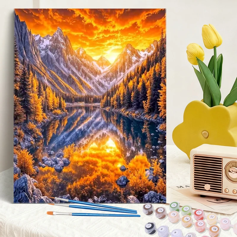 GATYZTORY Snow Mountain Painting By Number Kits Home Decor Picture By Number Nature Landscape Drawing On Canvas HandPainted DIY
