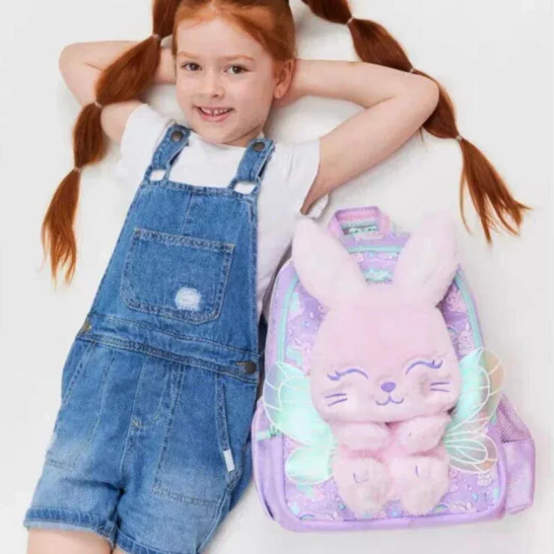 Genuine Australian Smiggle School Bag Purple Angel Rabbit Medium Children's Backpack Water Cup Retractable Pen Bag Student Gift