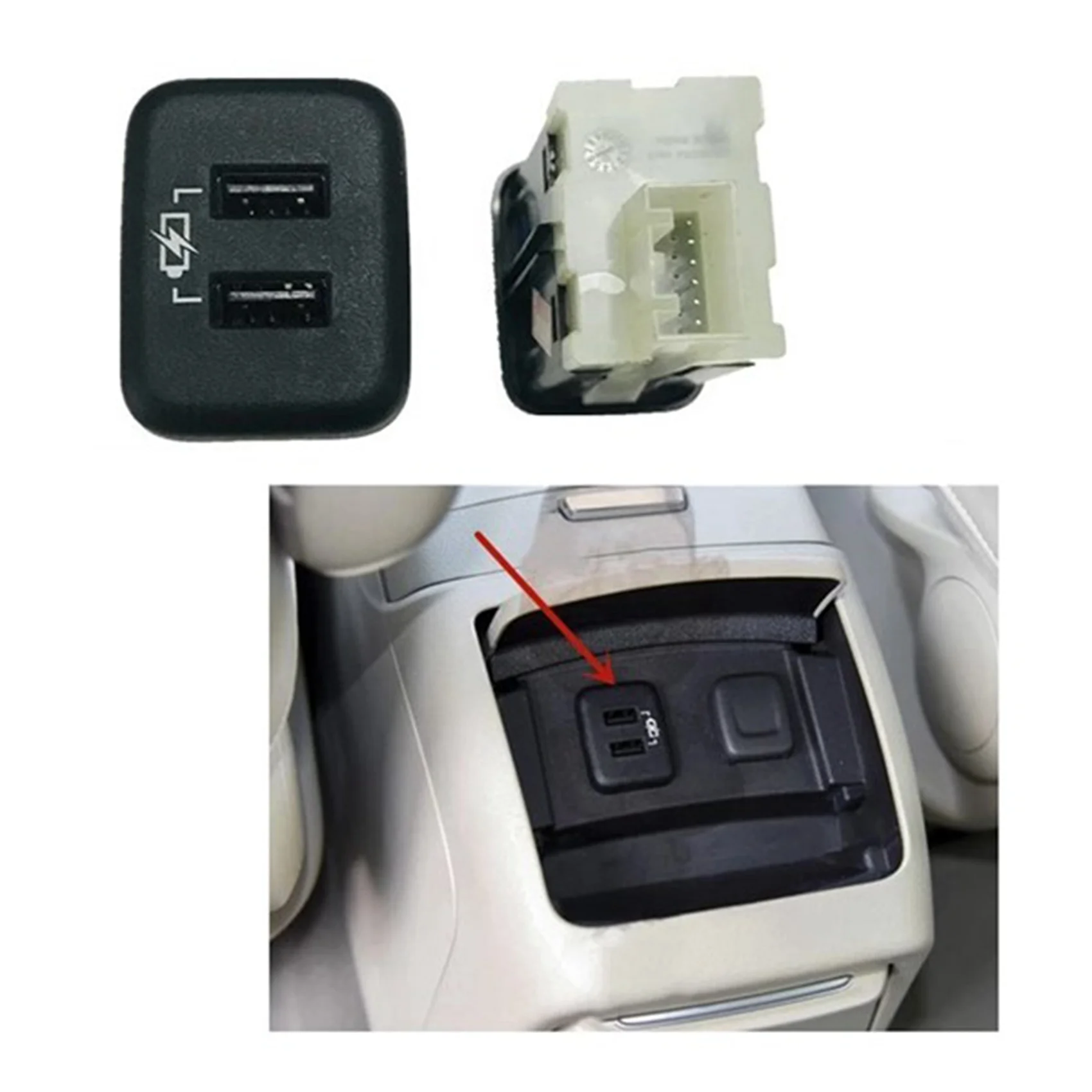 Car Center Console Aux/USB Port Connector Adaptor 13598459 for GM Regal Enclave Acadia XT5 Traverse Malibu Bolt Cruze