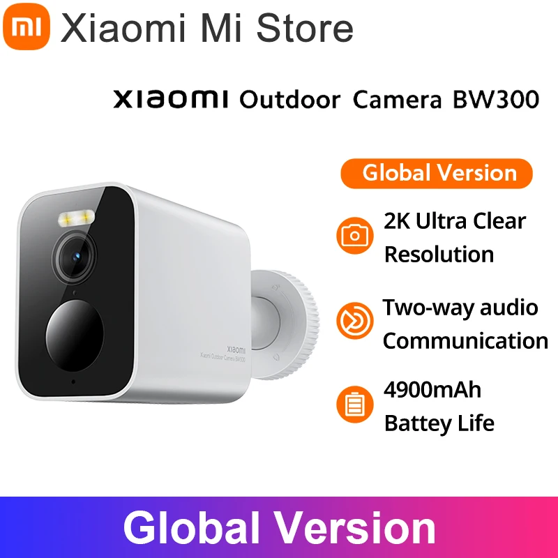 

Global Version Xiaomi Outdoor Camera BW300 2K Resolution 4900mAh Battery Life Smart full-colour Night Vision