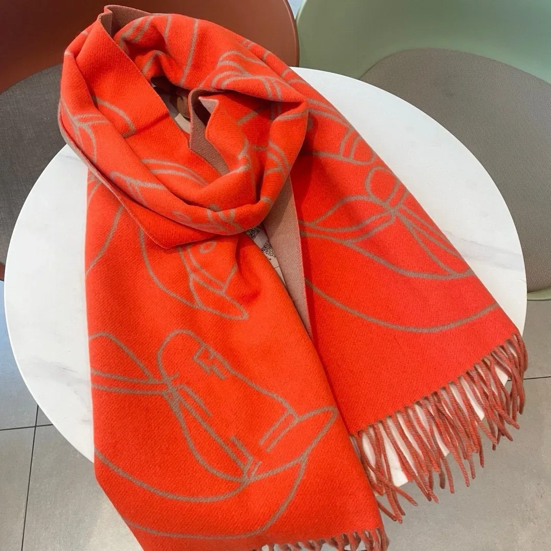 

2025 Designer new presbyopia graffiti letter h shawl double-sided cashmere scarf women's versatile scarf wholesale 40 * 195