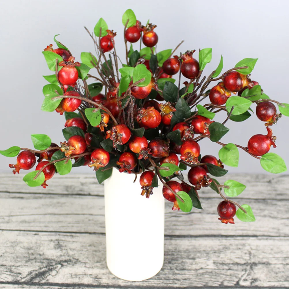 

2pcs Lifelike Pomegranate Fruit Bouquet Simulation Flower For Home Office Decor Wedding Party Photo Prop Artificial Flower Adorn