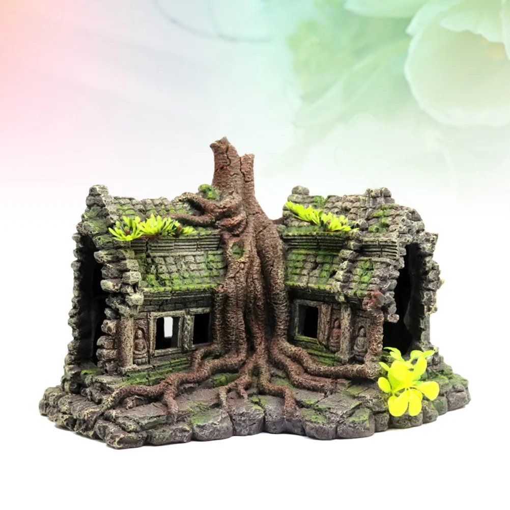 

1Pcs Resin House Wreckage Craft Exquisite Desktop Aquarium Decoration for Freshwater Saltwater Fish Tank Landscape