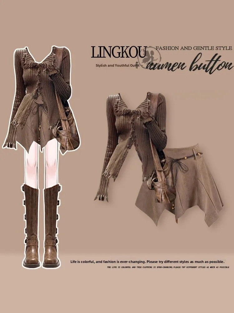 

Дорожный комплект ранней осени больших размеров, женский топ в деревенском стиле с русалкой, винтажная утягивающая юбка, комплект из двух предметов, повседневная футболка