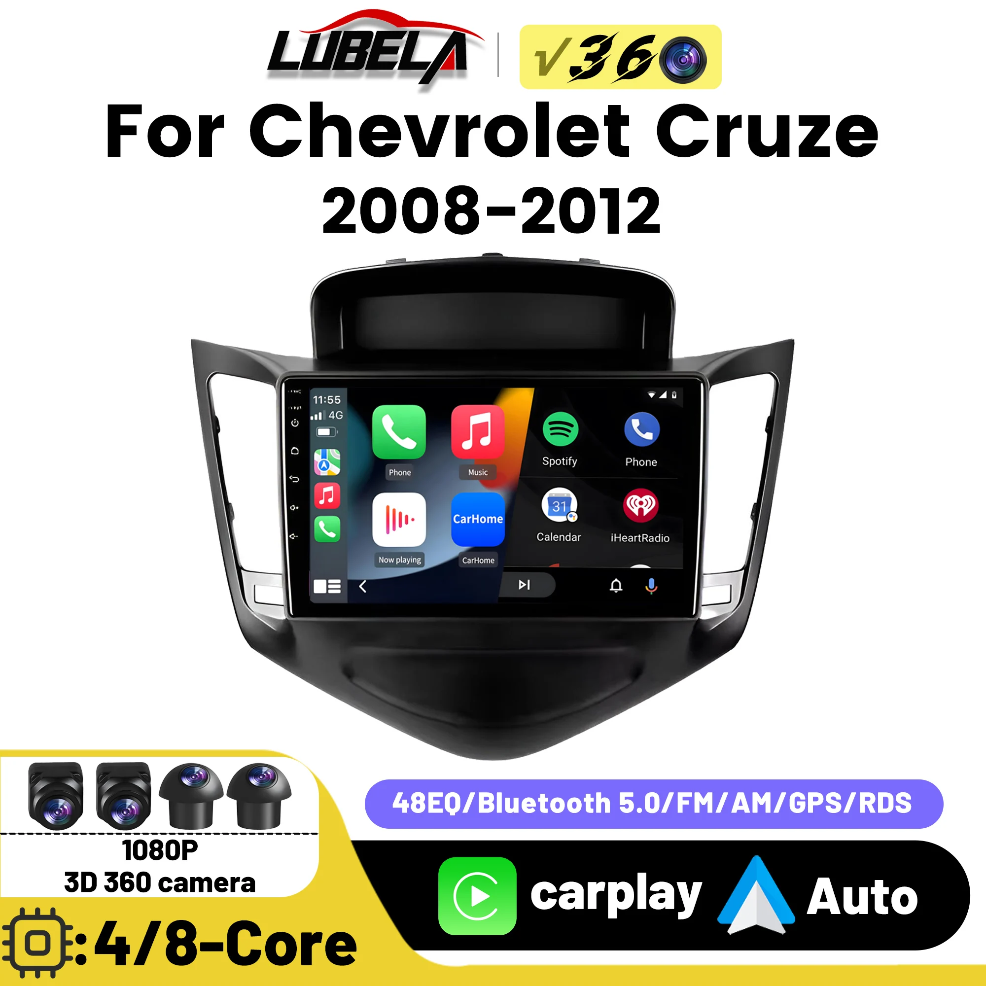 

Автомагнитола на Android для Chevrolet Cruze J300 2008-2014, мультимедийный проигрыватель с GPS-навигацией и камерой Carplay 360, типоразмер 2DIN