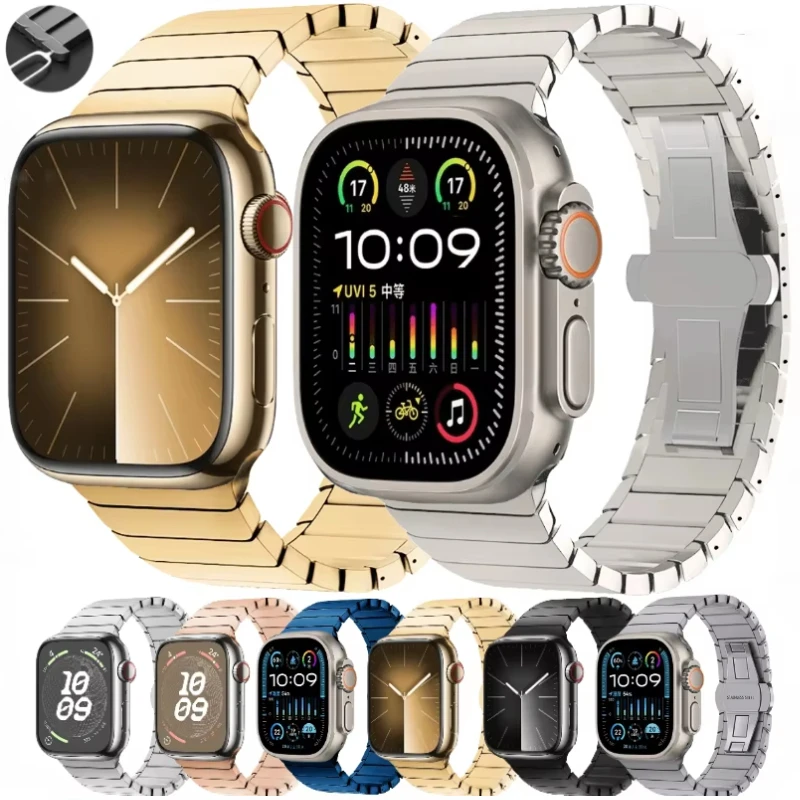 Metalowy pasek do zegarka Apple Watch 46 mm 45 mm 49 mm 44 mm 41 mm 40 mm 42 mm 38 mm Pasek ze stali nierdzewnej iWatch Ultra 8 7 6 5 4 SE Correa