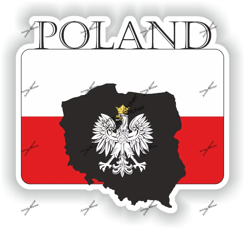 

Poland Sticker Coat of Arms of Polish Poles Poland Flag with Graphical Outline Waterproof Decal Decor for SUV Window Accessories