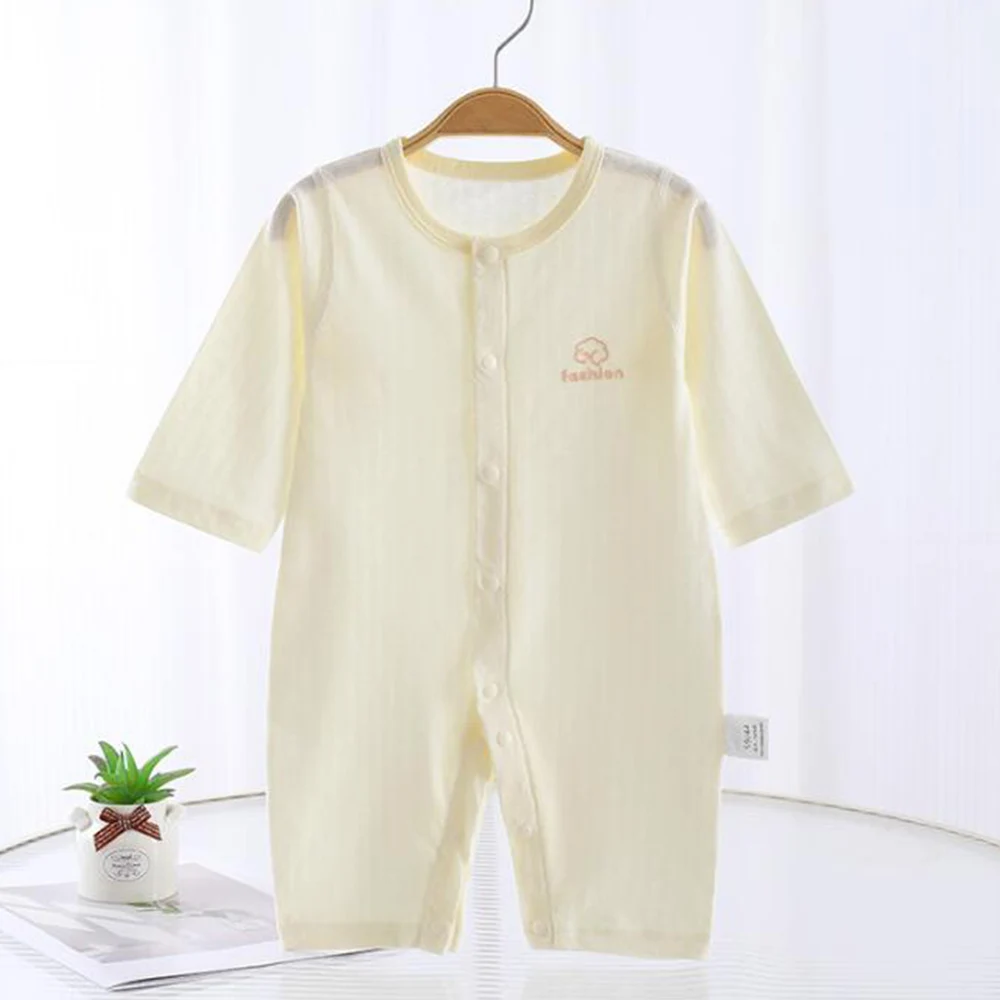 New Arrival Summer Onesies For Baby Girl And Boy Cotton Solid Color Long Sleeve Romper Causal Air Conditioning Newborn Clothing