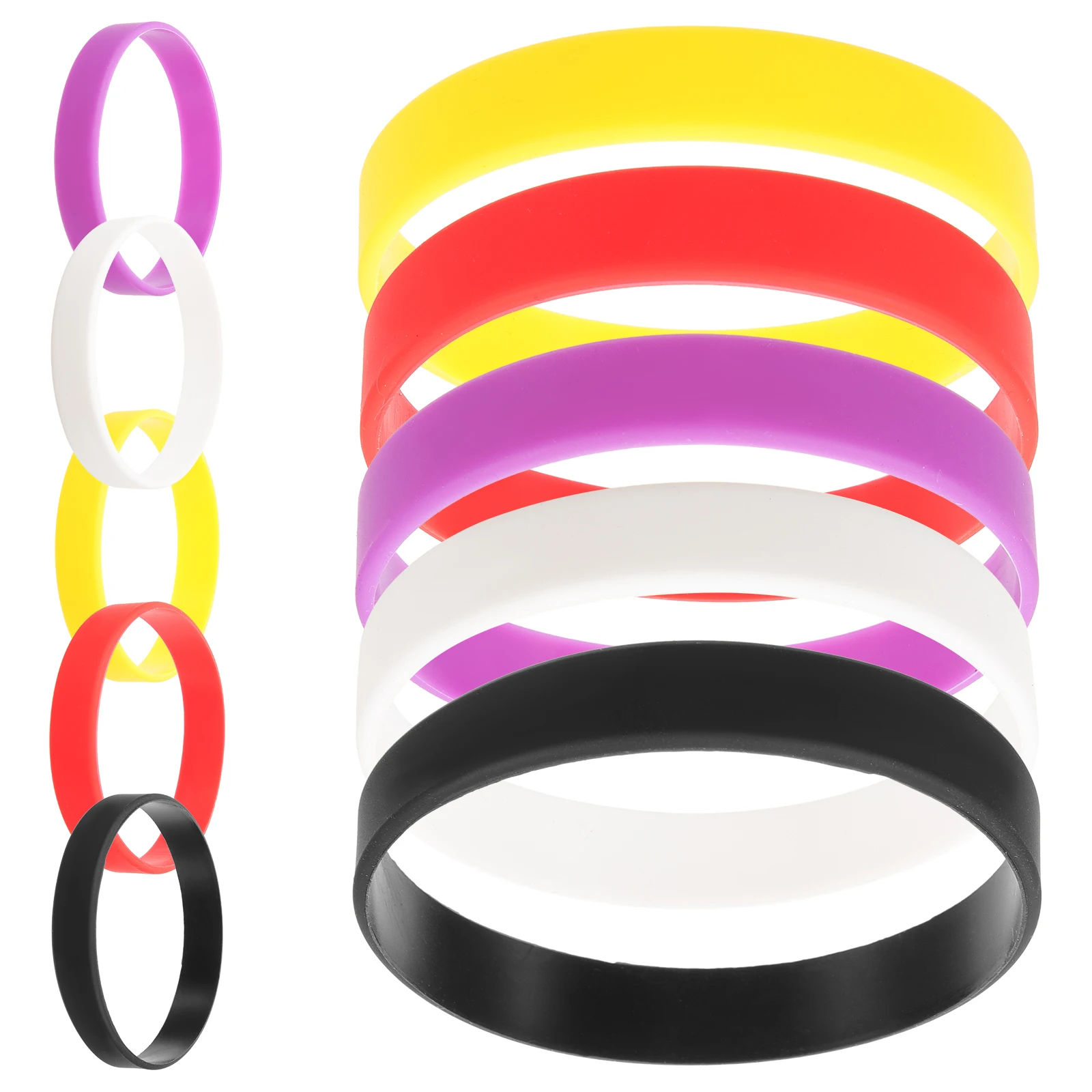 

10pcs White Yellow Red Purple 2 Black 2 Silicone Bracelets Sports Themed Wristb s for Team Fans Wear Resistant Compact