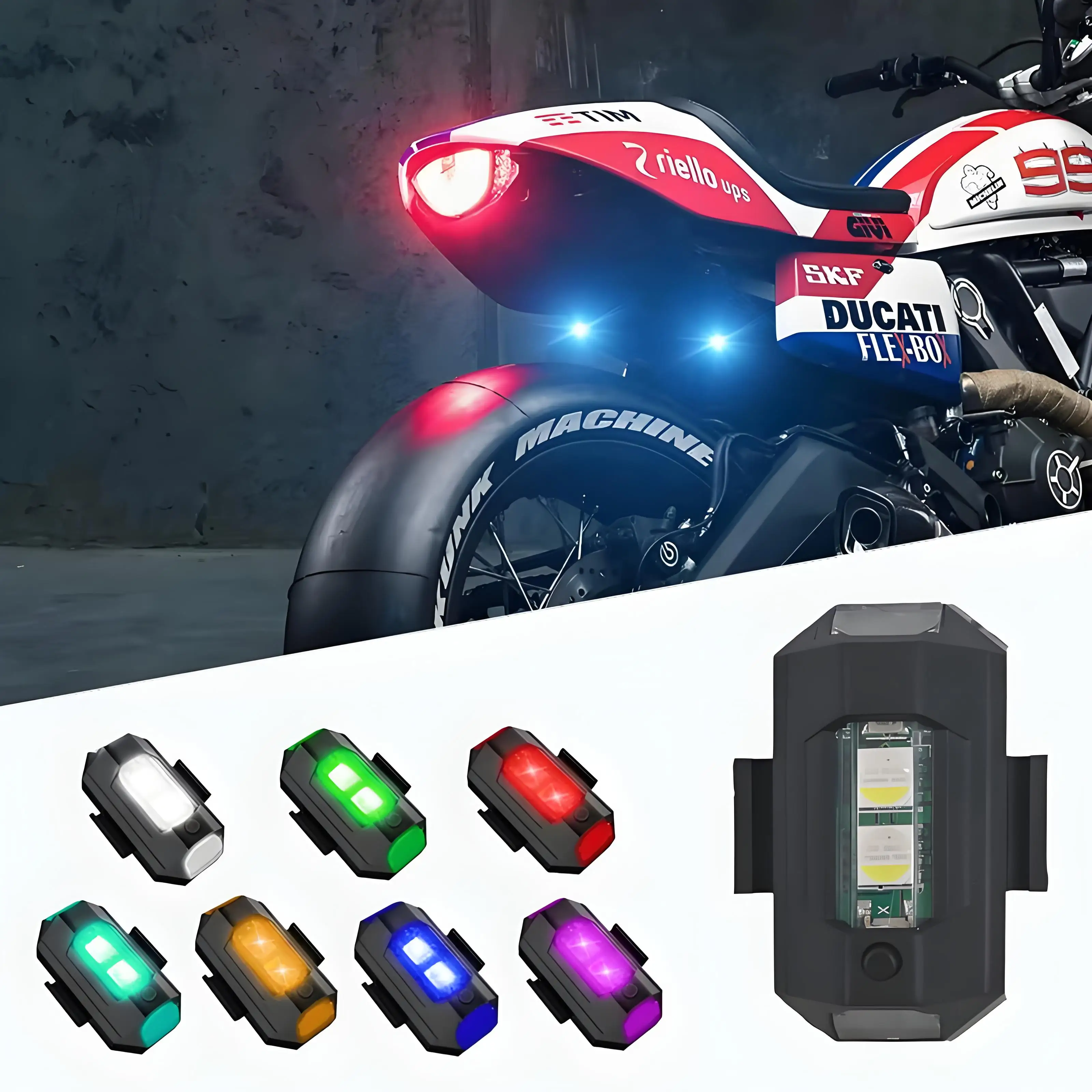 Motorcycle Light Drone Strobe Light 7 Color Mini USB LED Anti-Collision Bike Aircraft Night Flying Flashing Warning Signal Light