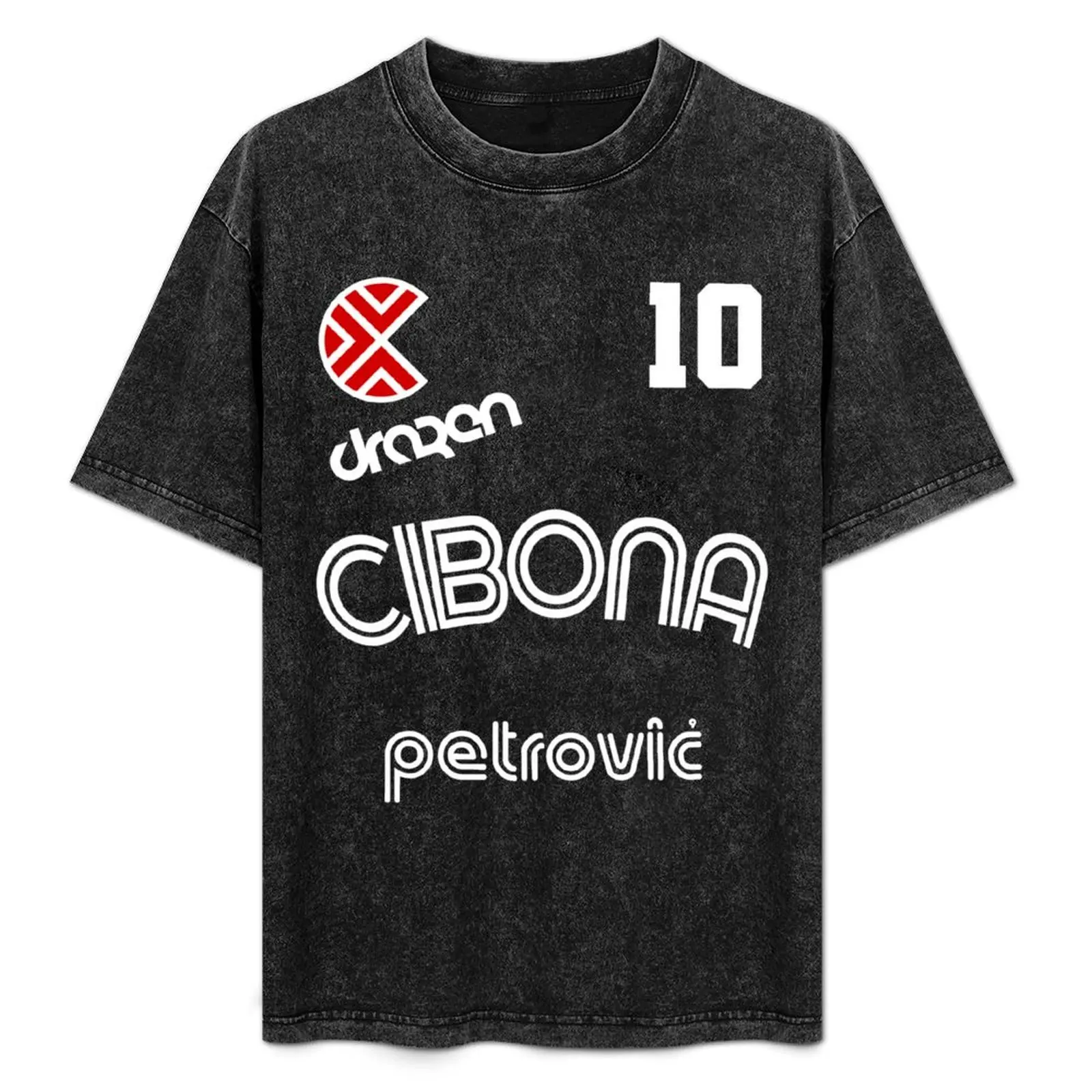

Drazen Petrovic Retro Croatia Basketball Jersey T-Shirt Basic Simple Design Short Sleeve Shirt