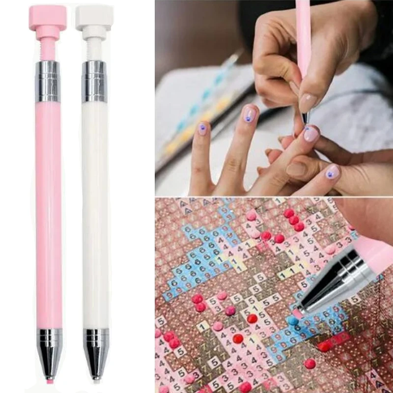 2PCS/Set Nail Art Rhinestone Wax Dotting Pen Diamond Picker Manicure Dotting Tool Nail Accessories