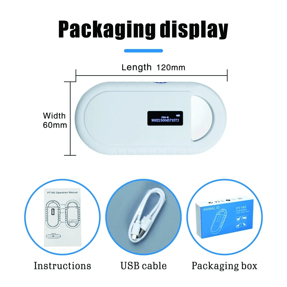 Imagem -06 - Handheld Microchip Reader para Pet id Transponder Chip Scanner id Animal Usb Cão Gato Cavalo Fdx-b Iso11784 Iso11784 134.2khz