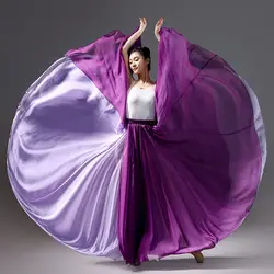 720 Degree Women Classical Modern Dance Training Skirt Elegant Ethnic Double Chiffon Performance Swing Skirt Wrap Ethereal Skirt