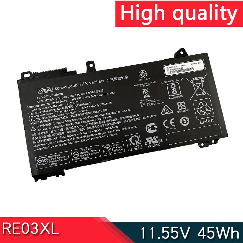 Nouvelle batterie Wh laquée RE03XL 10.8V pour HP ProPle430 440 445 450 455 455R G6 G7 HSTNN-OB1C OB1Q DB9A UB7R L32407-2B1 2C1 541 AC1