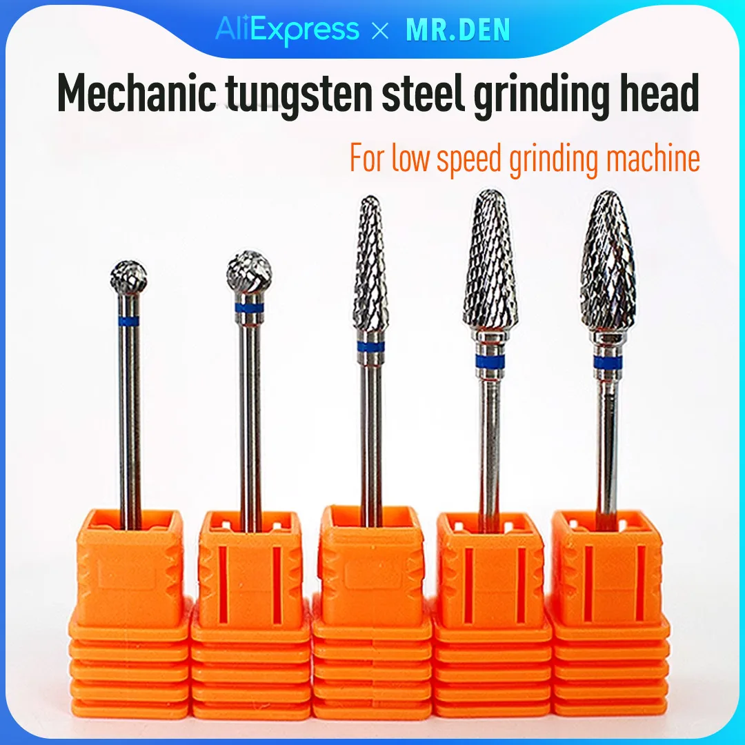 1pcs MR DEN High Quality Dental Hard Tungsten Steel Grinding Head Rubber Tray Imported Technician Machine Ball Drill Polishing