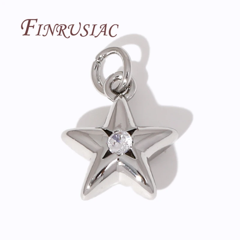 18K Gold Plated Metal Star Charms Accessories For Earrings,Brass with Zircon Pendants For Bracelets DIY Jewelry Making Supplies