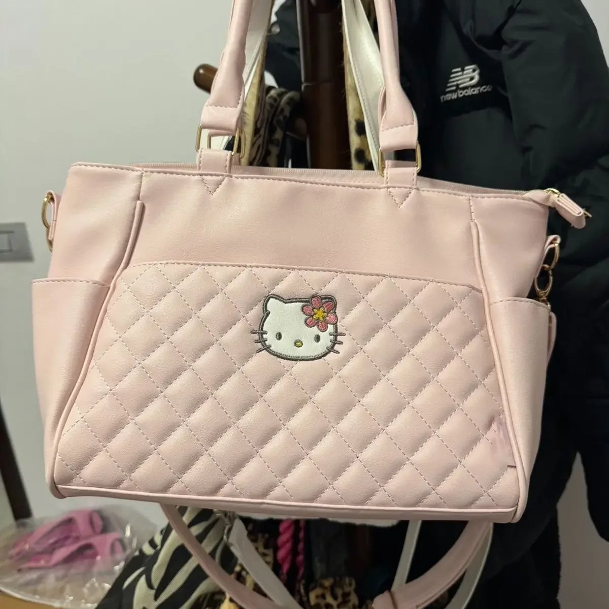 Hellokitty Tote Bag New Sanrio Anime Large Capacity Pink Sweet Single Shoulder Crossbody Bag Girl Heart Cute Cartoon Girls Gifts