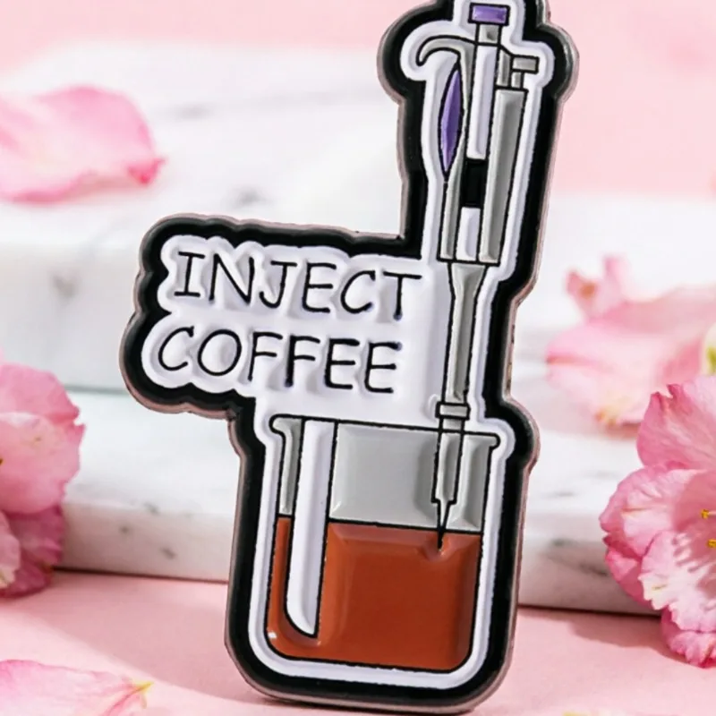 Inject Coffee Lab Beaker Pipette Enamel Badge