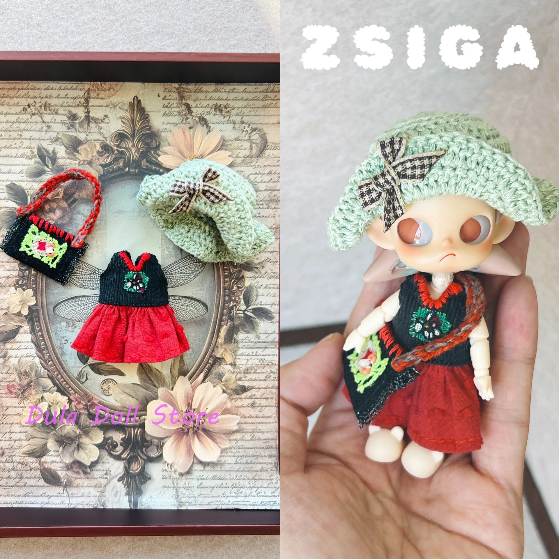 

Dula Doll Clothes Mini Color-Block Hat and Dress Set for Blythe Landoudou Landazz ob24 ob22 Zsiga Doll