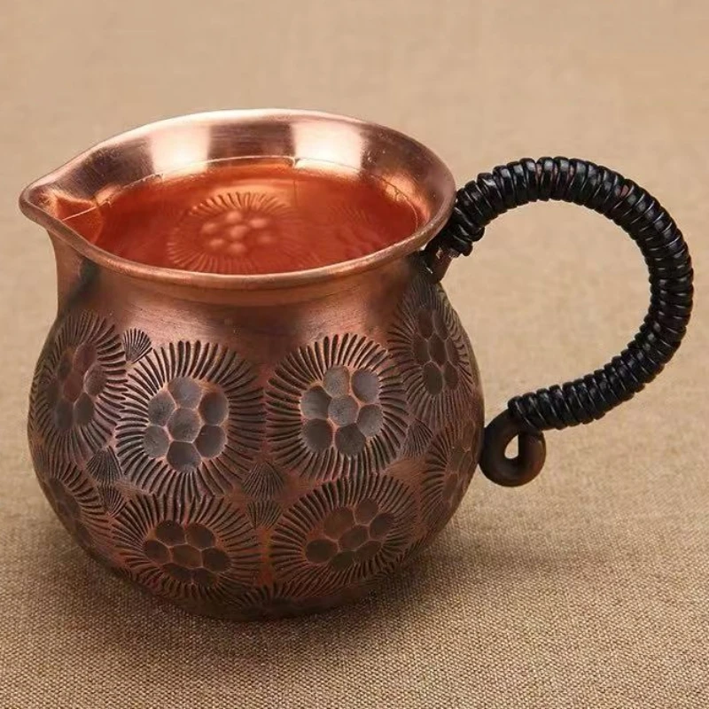 

Vintage Copper Mini Coffee Mug,Camping Water Mug Handcrafted Hammer Texture Handle Juice Cups Home use Drinking 200ml Tea Cup