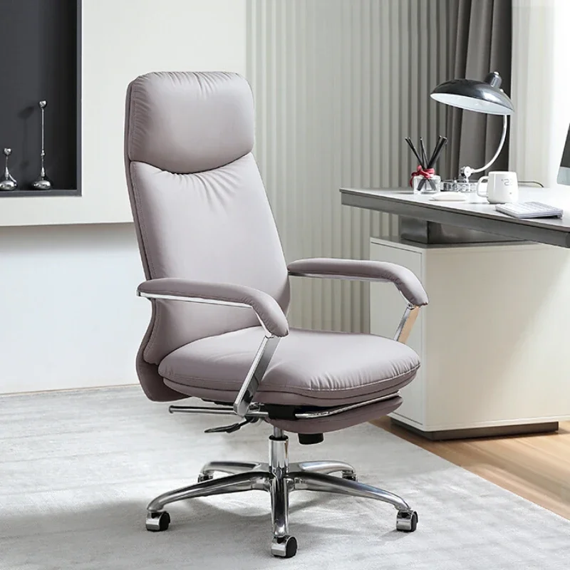 Genuine Leather Office Chair Sedentary Comfortable Design Relaxing Living Chair Household Luxury Computer Salon Furniture Home