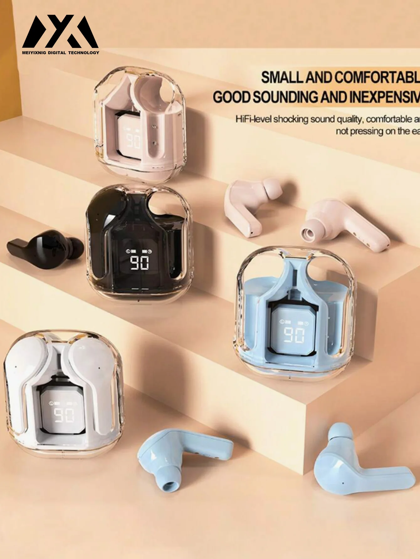 

GEFENIS Air31-Wireless Headphones With LED Power Display Function, The Battery Capacity Is 200mah And The Wireless Connection Na