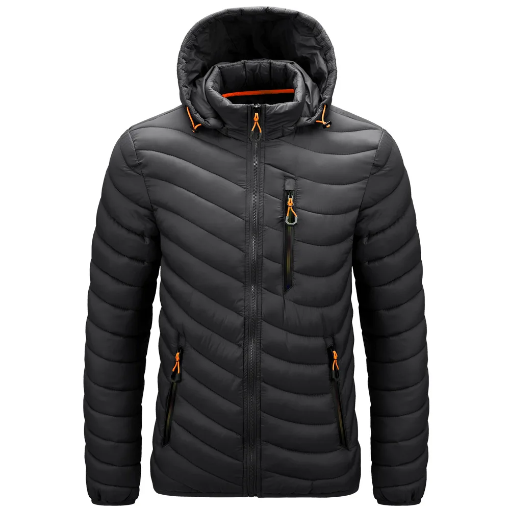 Doudoune Ultralégère à Capuche pour Homme, Manteau Chaud Décontracté, Parka Noire, Coupe-Vent observateur, Isolée, Nouvelle Collection Automne Hiver