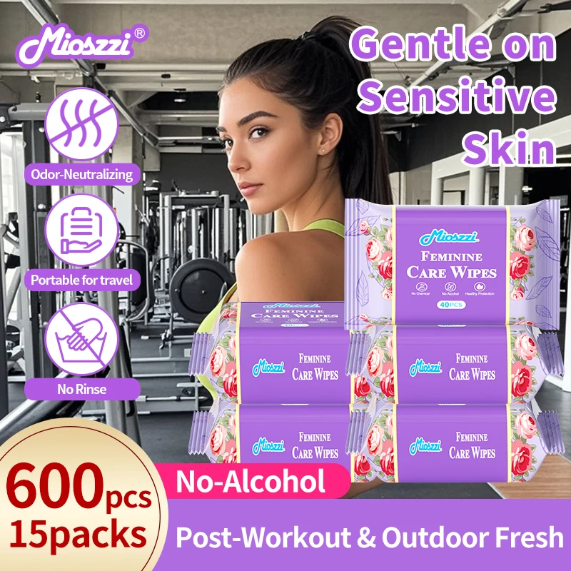 

Mioszzi Women's Quick-Dry Sweat Absorbing & Odor Control Sports Wipes,Alcohol-Free, Gentle on Skin for Gym 15Pk 600Pcs