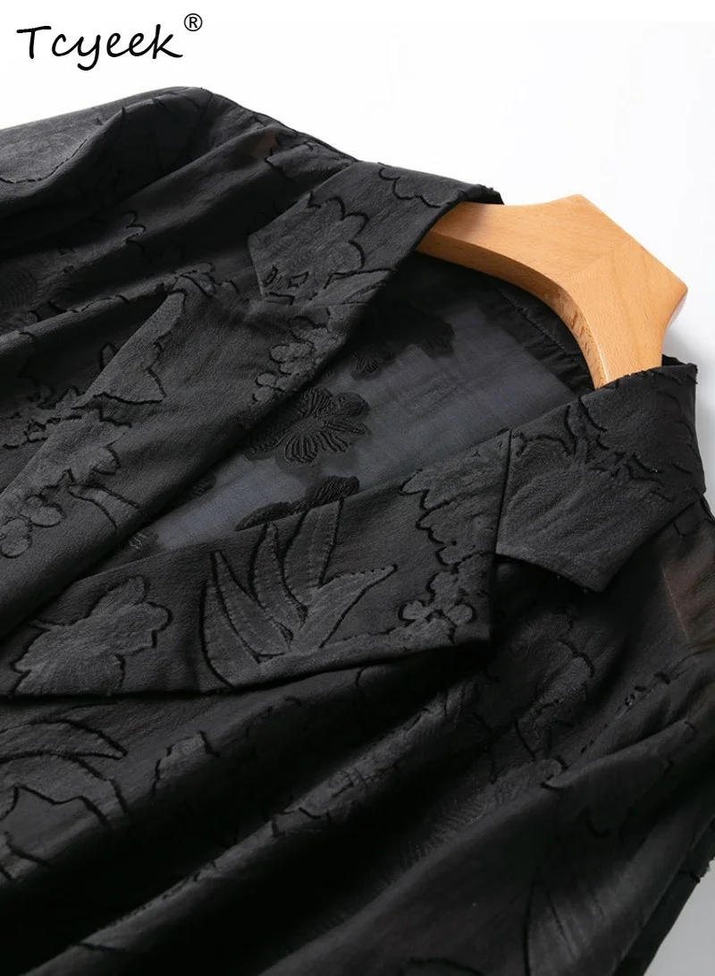 Tcyeek 100% Real Mulberry Silk Woman Tops 2026 Spring High-quality Exquisite Stylish Suit Jacket Clothes for Woman Ropa De Mujer
