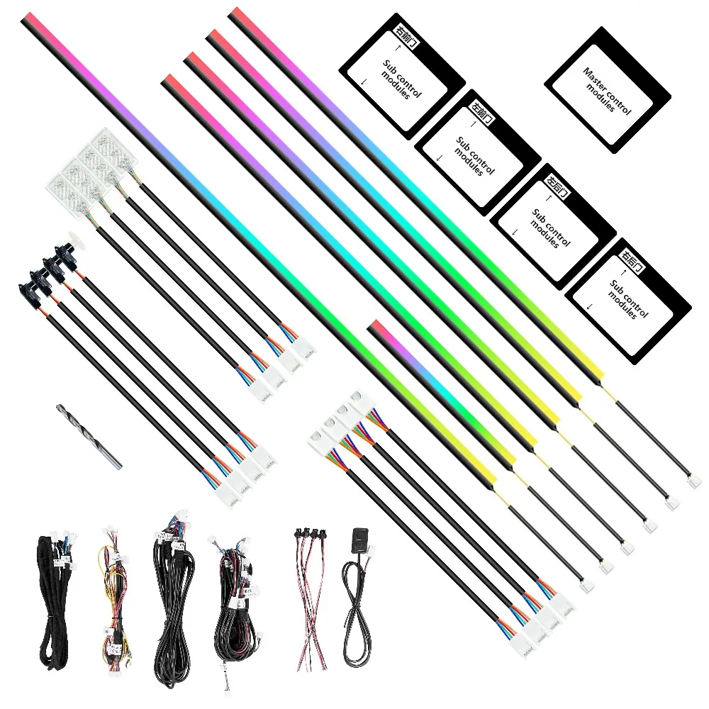 C2 Car Interior Light Upgrade Ambient Lighting Symphony Magic Colors Acrylic Guide Fiber Optic Strips 22 in 1 Kit
