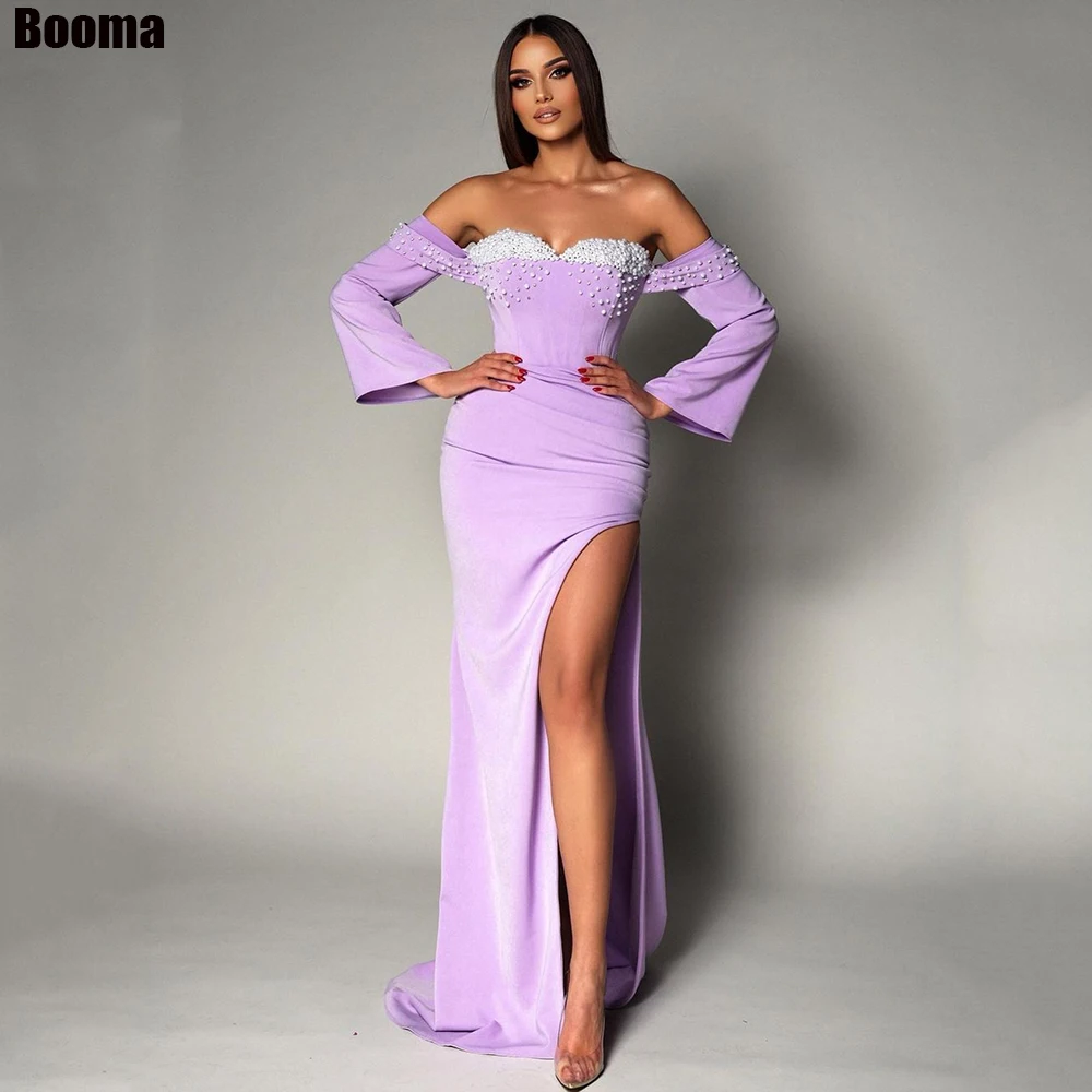 

Booma Elegant Mermaid Prom Dress Sweetheart Off Shoulder Evening Gown Floor Length Split Formal Occasion Gown Robes De Soirée