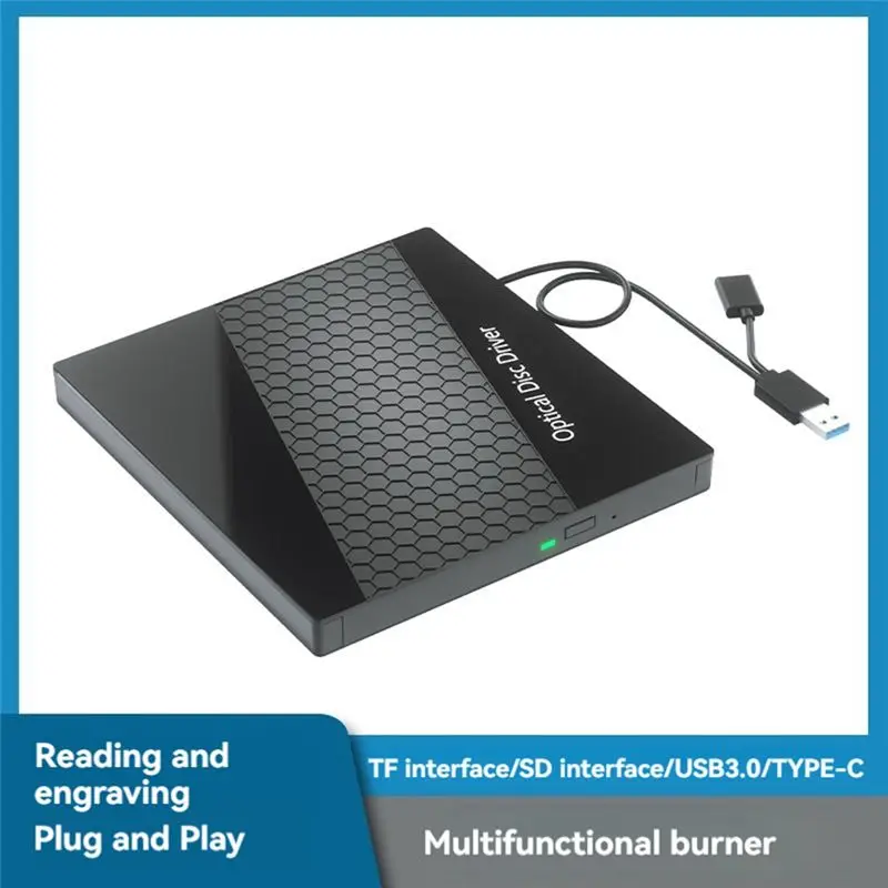 Leading-7 In 1 USB 3.0 Type C External CD DVD RW Optical Drive Portable DVD Player Burner Reader USB Hub For PC Laptop