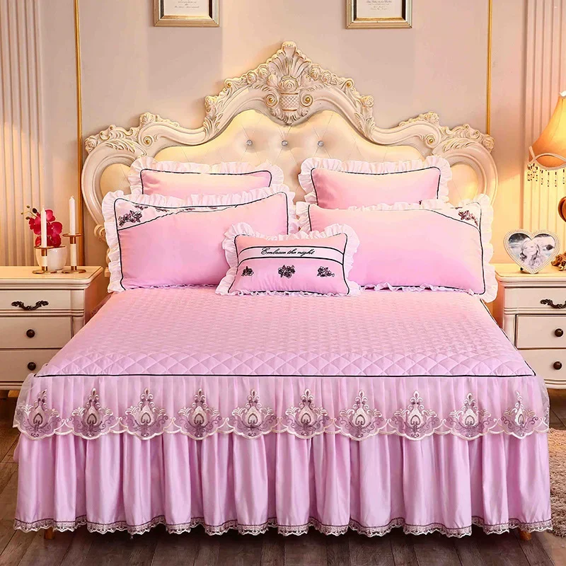 Lace Bed Sheet Sets Home Cute Bed Sheets Queen/King Size Bedspread Cotton Warm Cushion Bed Skirt 1/3 Pcs Bed Sheets