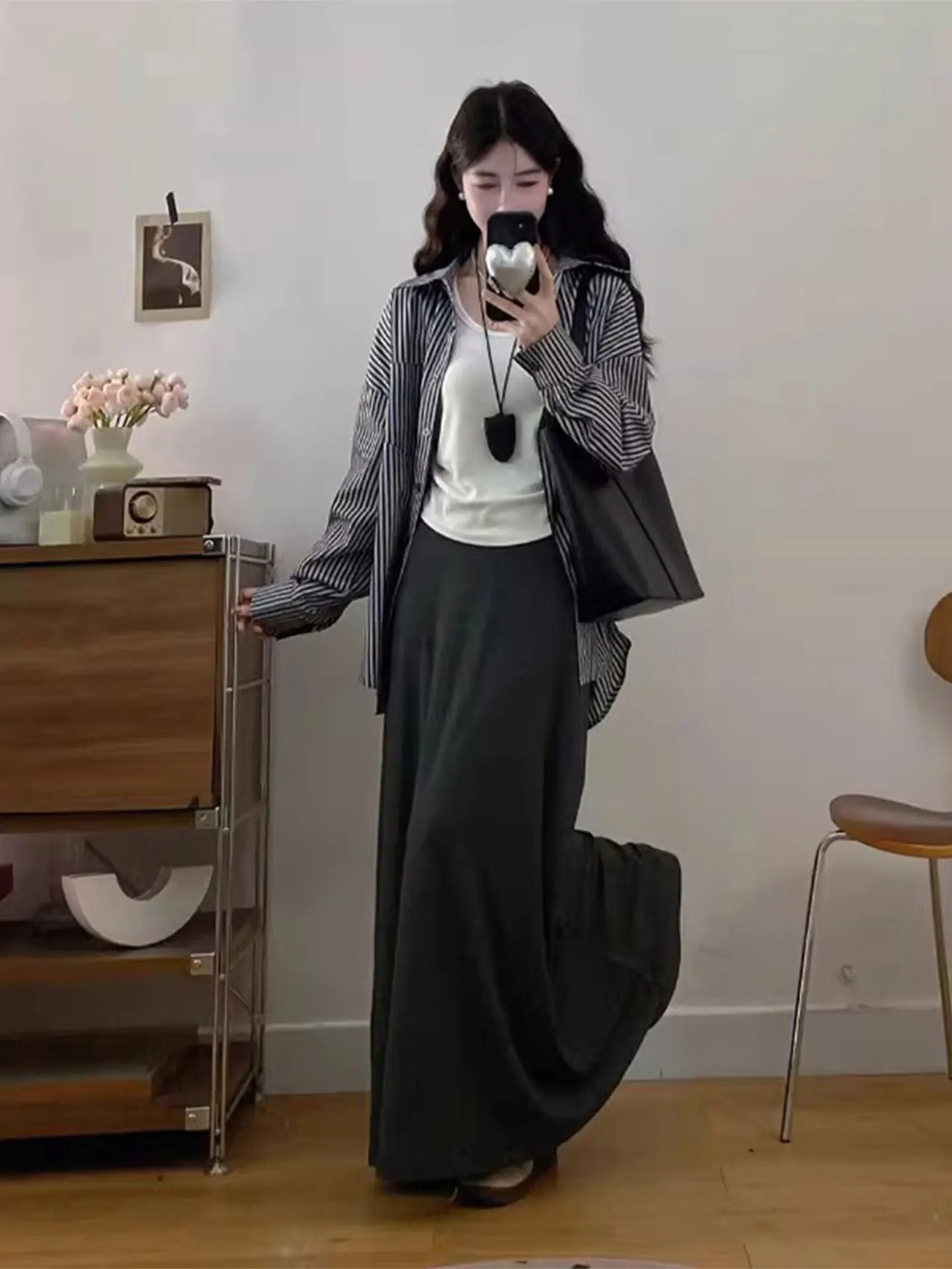 

Spring 2026 plus Size Women's Faion Set Stripe irt Strap Vest Skirt Tee-Piece Suit Casual Sle High Waist Ne