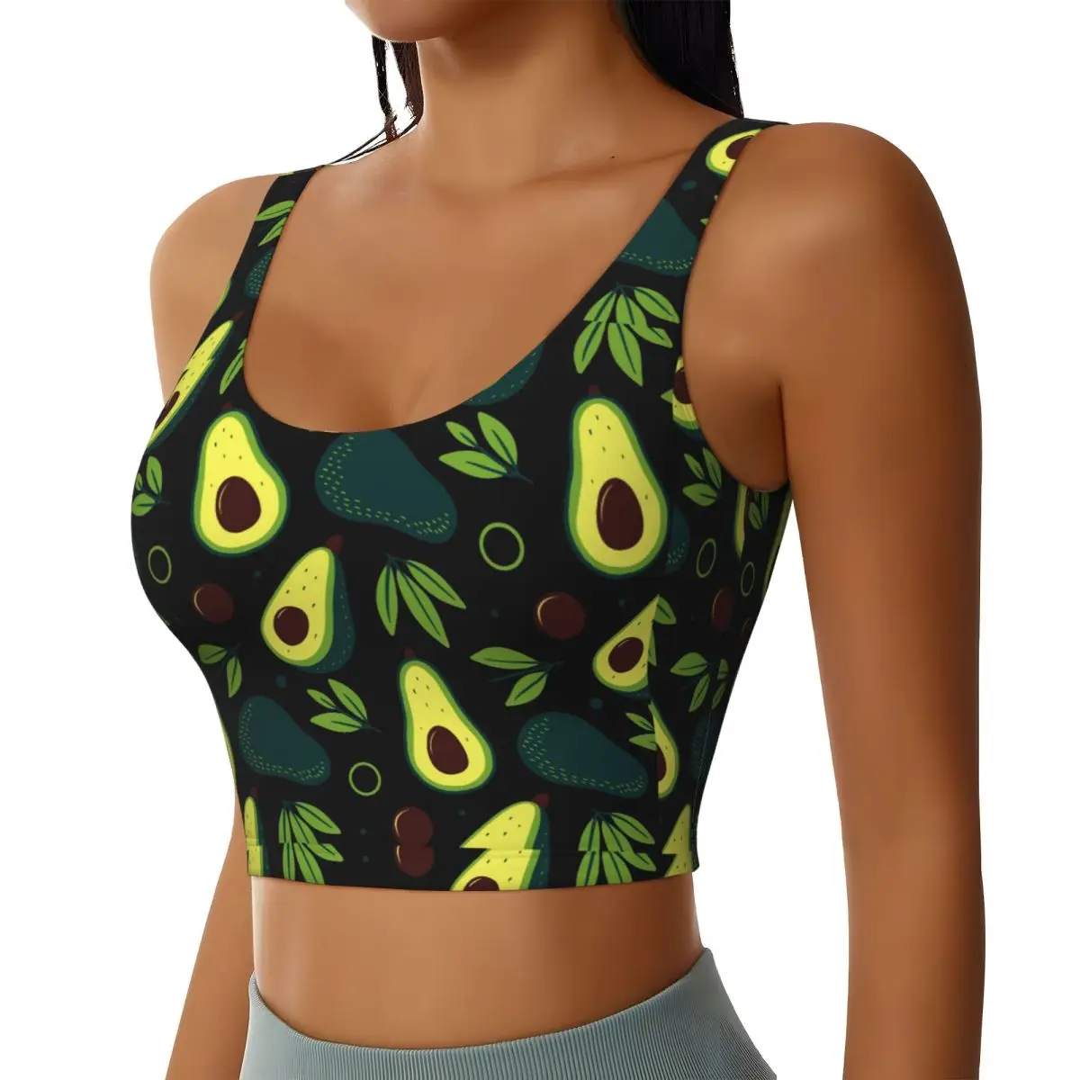 Avocado Print Yoga Bra for Women Moisture Wicking Workout Gym Sports St Daily Bra Crop Tops Soft Touch Tops Women