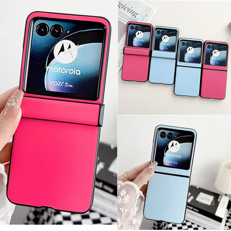 Funda de cuero con bisagra rosa para Motorola Razr 40 Ultra, funda para Moto Razr 40 ultra