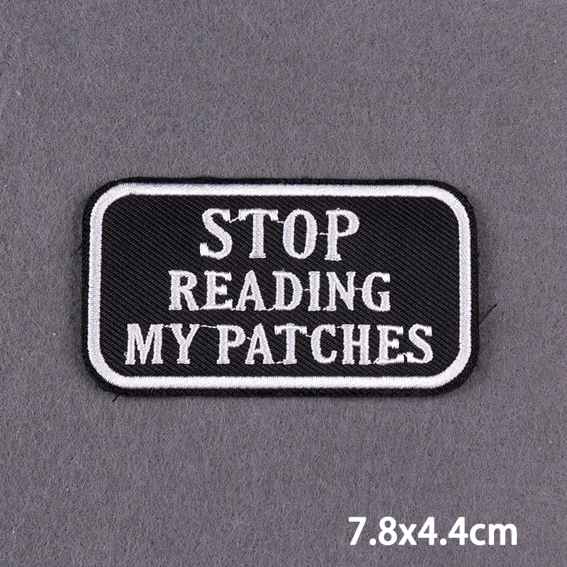 Schwarzer Aufnäher mit Slogan zum Aufbügeln für Kleidung, DIY-Stickerei-Applikation, Bügelbare Aufnäher, DIY-Bügelsticker, Abzeichen – Detail 7