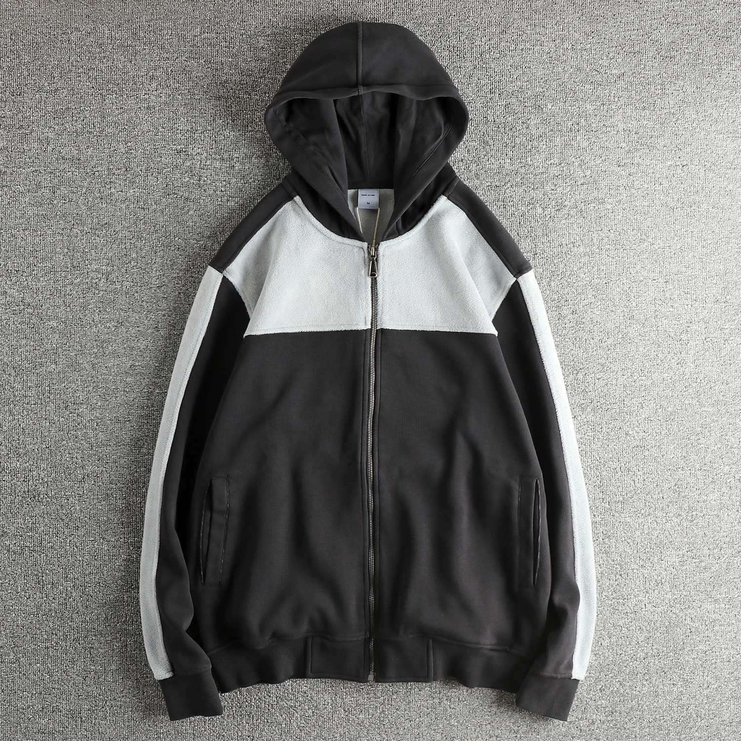 

Осень-зима, новые американские ретро-толстовки с длинными рукавами и капюшоном, толстые бархатные теплые двухцветные толстовки, мужской кардиган, повседневная спортивная одежда