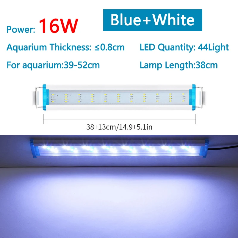 Uitbreidbare Waterdichte Clip op Lamp Voor Aquarium Super Slim Aquarium Waterplant Groeien Aquarium LED Licht 18-58cm 220V