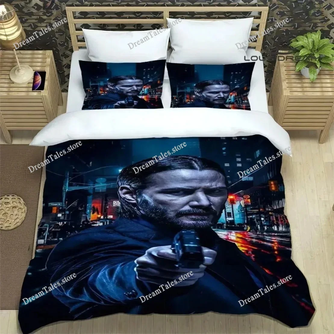 

3D Print Action Movies John Wick Quilt Bedding Set Duvet Cover Bed Set Quilt Cover Pillowcase Comforter King Queen Size Adult