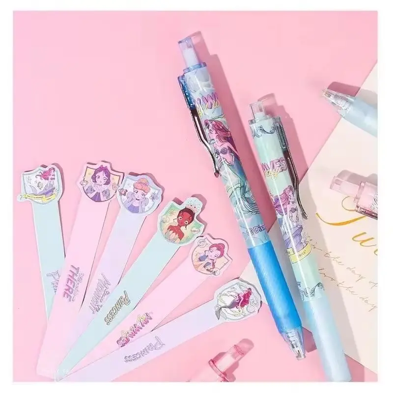 Disney Princess Series Blind Box Retractable Gel Pens, Creative Student Stationery, Office Writing Supplies, Gifts for Kids&Fans