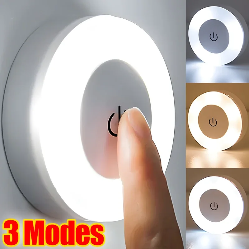 3 Modes LED Touch Sensor Night Lights Portable USB Rechargeable Magnetic Base Wall Light Bedroom Living Room Dimming Night Lamps