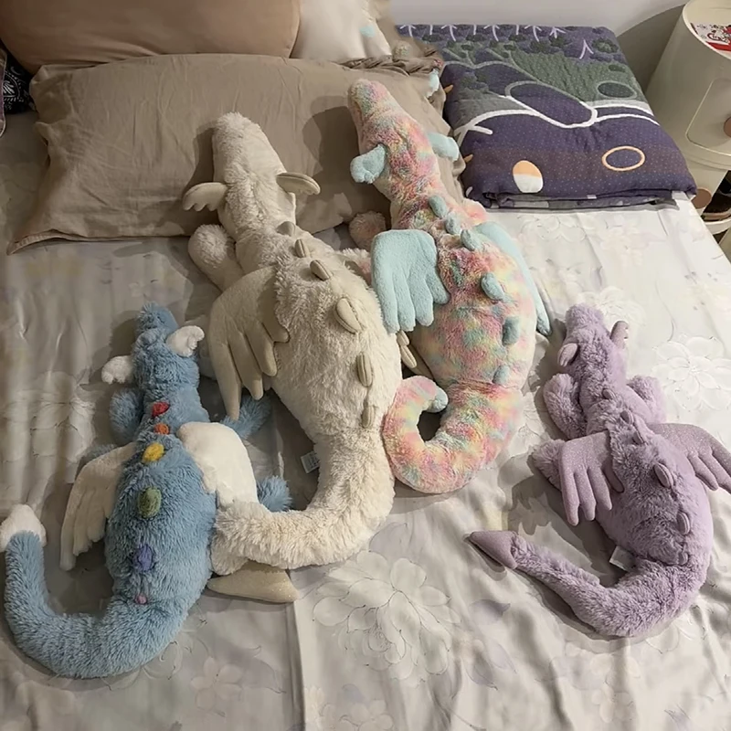 Em Estoque: Brinquedo de Pelúcia Dragão Voador Série Dragão Azul Dourado de 50cm, Almofada de Animal de Pelúcia, Presente para Decoração de Sofá e Casa