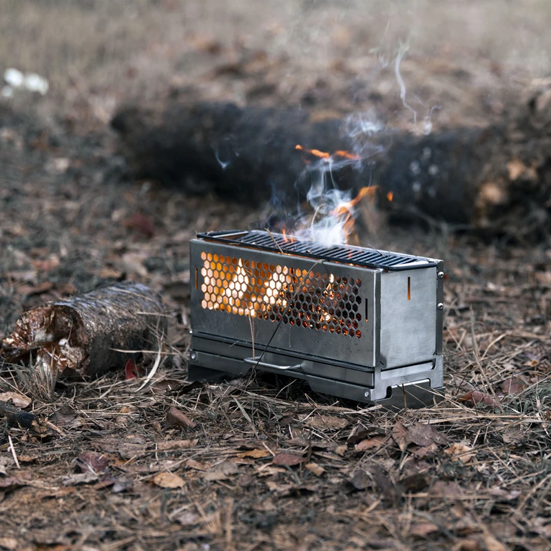 

JWQ-037 Outdoor Portable Camping Firewood Grill Stove Foldable Stainless Steel Wood Burning Stove